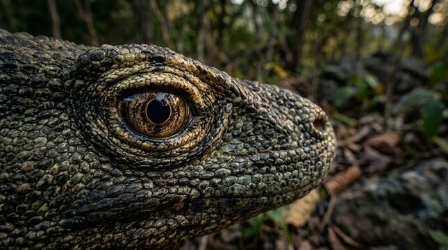 Komodo dragon close-up eye detailed texture reptile animal wildlife jungle nature wildlife photography
