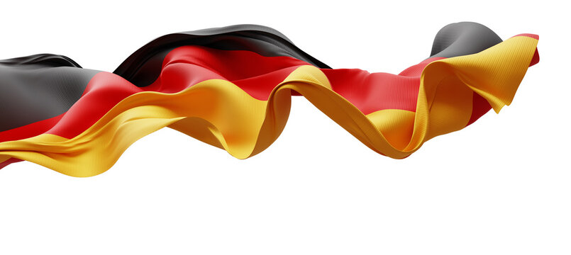 German flag ribbon flowing isolated on white background with copy space 3D render