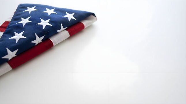 Folded american flag on a white background perfect for labor day holiday celebrations and patriotic themes