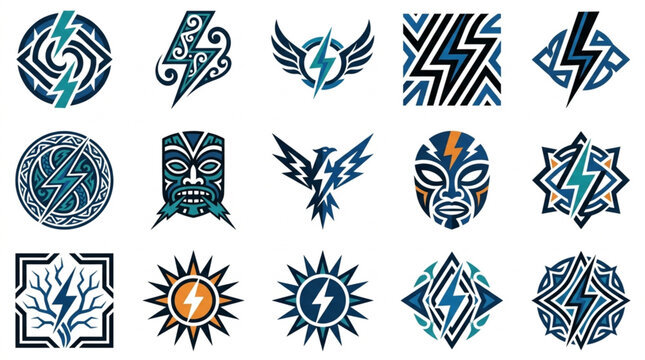 Collection of Tribal and Geometric Symbol Icons.
