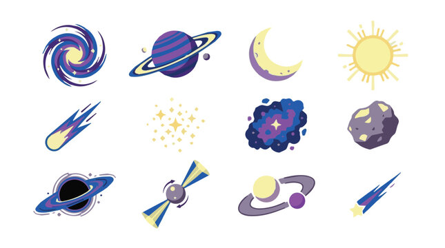 space themed pattern with planets stars comets moons suns and galaxies in vibrant shades for cosmic design and astronomy projects