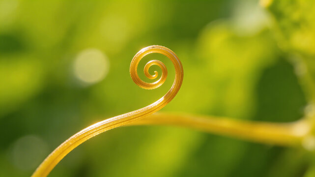 Curled plant tendril in sunlight