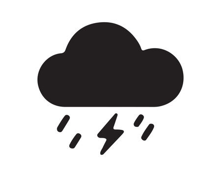  Black silhouette icon of a stormy cloud with lightning bolt and rain droplets lightning thunderstorm silhouette meteorology forecast atmospheric electricity illustration isolated background