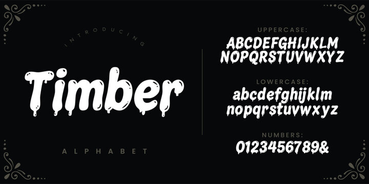 Timber melting liquid slime font display typeface for modern graphic design and creative banner