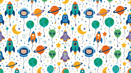 Cute Space Exploration Seamless Pattern for Kids © Hanna