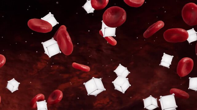 Red blood cells with biological and medical concept, 3d rendering.