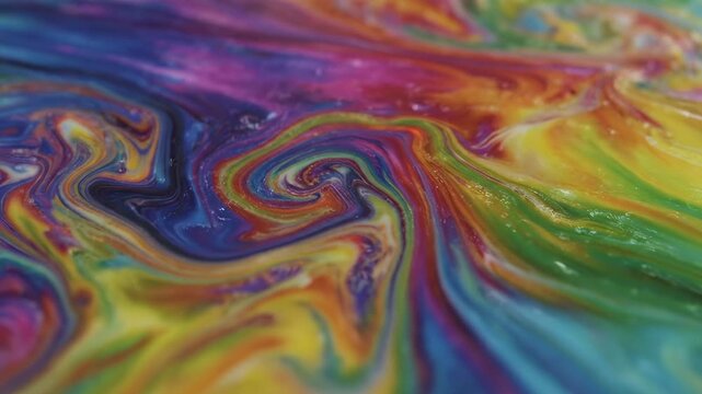 Abstract Swirling Rainbow Colors Fluid Motion Background.
