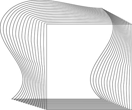 Square geometric shape with blending outline. Graphic elements