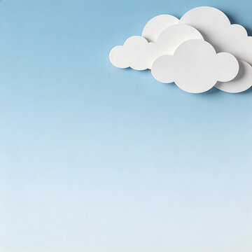 White paper clouds on blue sky