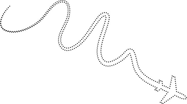 Airplane route in dotted line shape, flight, travel