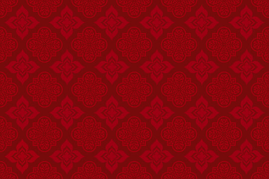 red Thai modern style textile seamless pattern