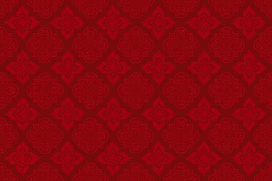 red Thai modern style textile seamless pattern