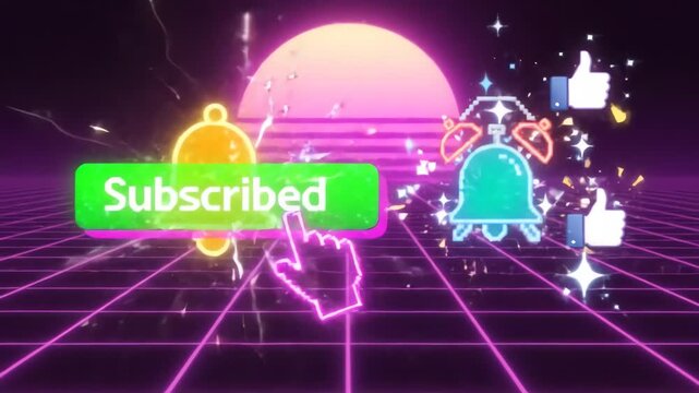 Neon bell for retro video to help users join and like a new web post