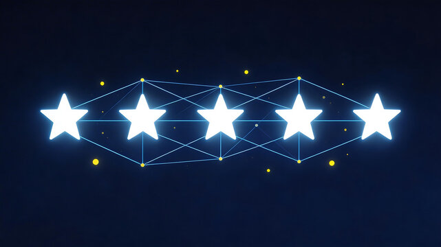 Five glowing stars connected by lines