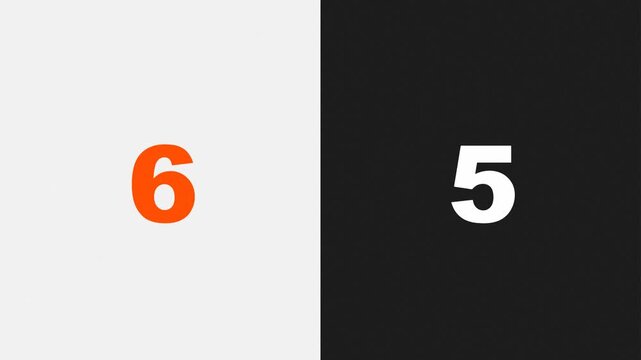 Countdown numbers animate against plain white space. Digits shift numerically, styled in bold black or orange. Simple design evokes urgency or time-sensitive action. Ideal for timer, countdown