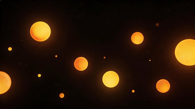 Floating glowing spheres in dark space