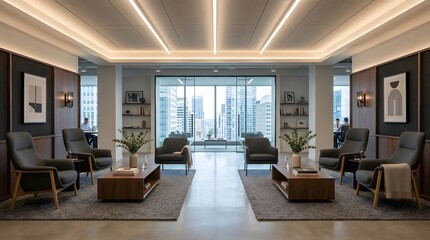 Fototapeta premium Modern Corporate Office Lounge Interior Design