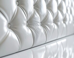 Fototapeta premium A close-up view of a tufted white leather surface.
