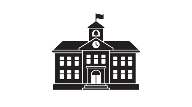 School building icon representing education and academic learning institution.