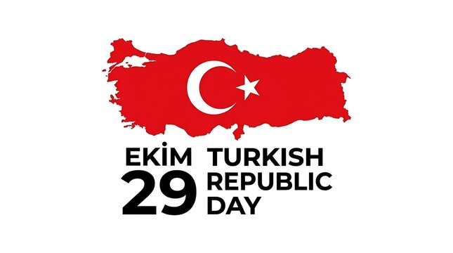 Turkey map silhouette with crescent and star symbol for October 29 Republic Day celebration graphic design element