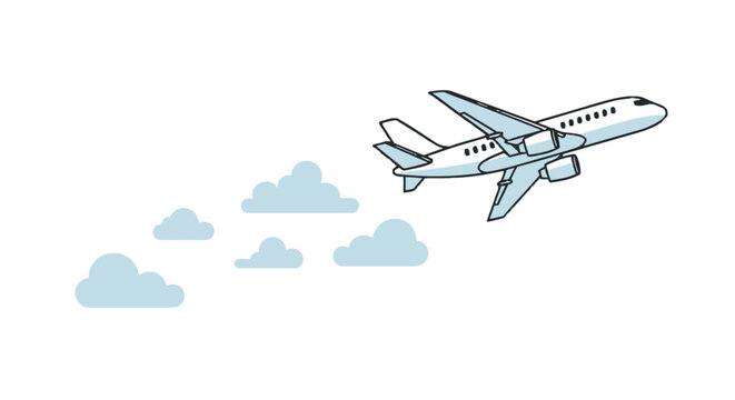 Modern Airplane Flying Through Clouds in the Sky.