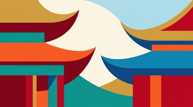 Abstract geometric illustration of traditional Asian pagoda rooflines