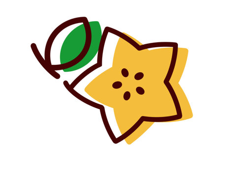 Fresh Starfruit Slice Vector Icon