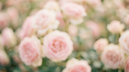 Obraz premium Soft Pink Rose Blossom Background with Romantic Floral Bokeh
