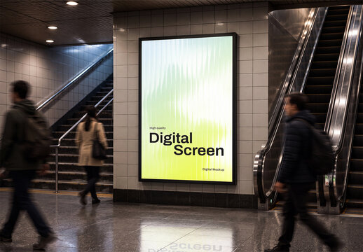 Subway Station Digital Screen Poster Mockup