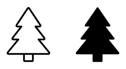 Obraz premium Simple Christmas Tree Icons, Outline and Solid Fill Vector Graphics, Winter Holiday Symbols