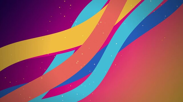 Colorful ribbon waves sway gently in a seamless loop