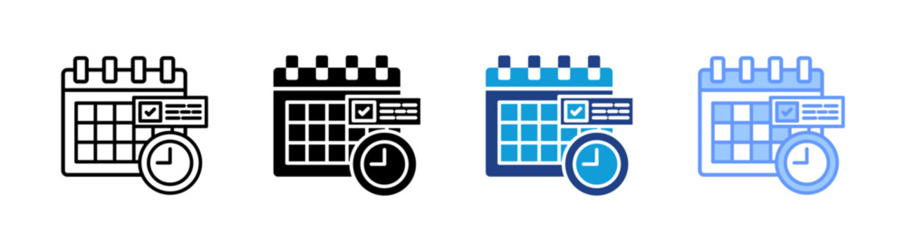 Schedule icon set multiple style collection