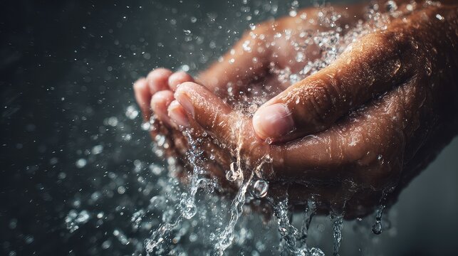 Close-Up of Hands Catching Water in Stunning Liquid Motion