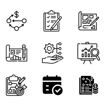 Modern Agent Planning Workflow Vector Icons for Autonomous AI Task Coordination.