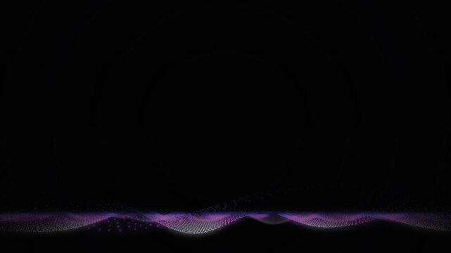 Purple glowing particles flow in a wave like seamless loop