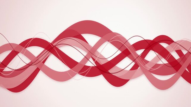 Red ribbon waves flow across the screen in a seamless loop