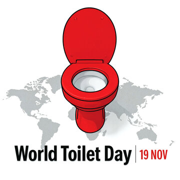Creative world toilet day awareness illustration with globe and red toilet design concept