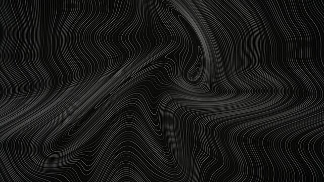 White topographic contour lines flow in a seamless loop