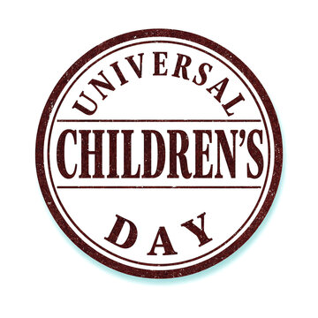 Vintage circular stamp design celebrating universal childrens day with bold typography