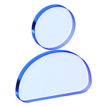 Blue glass user profile icon in glassmorphism style for account login, sleek avatar symbol designed for digital identity, member management, and privacy interfaces