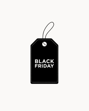 Minimal Black Friday Hanging Price Tag Icon for Sale and Discount Promotion.
