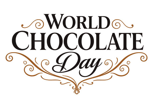 Beautiful decorative typography design celebrating world chocolate day with elegant swirls and flourishes