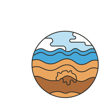 Abstract Earth Layers with Water and Sky