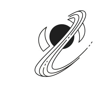 Abstract planet with rings and moons