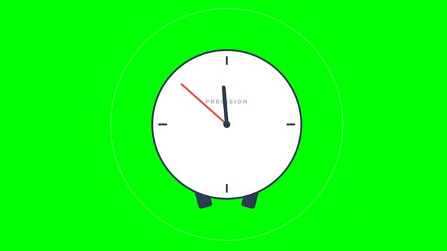 Animated Clock Face with Green Screen Background and Subtle Ripple Effect.
