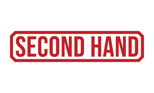 A red rectangular stamp with the words Second Hand in large letters
