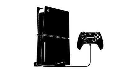 Gaming console with controller connected with game controller black gaming entertainment technology electronic connection device video with play © Tithi