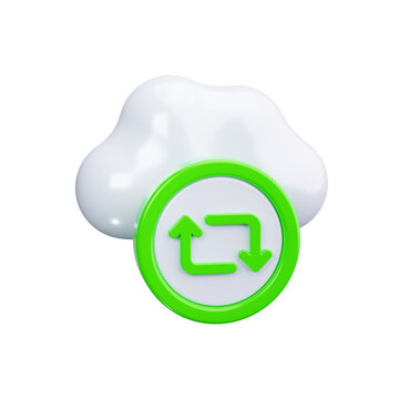Cloud sync 3d render icons
