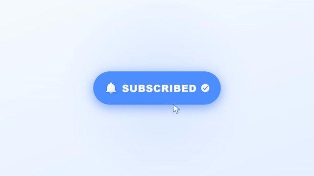 Blue Gradient Subscribe Button Animation with Bell Notification Icon and Checkmark
