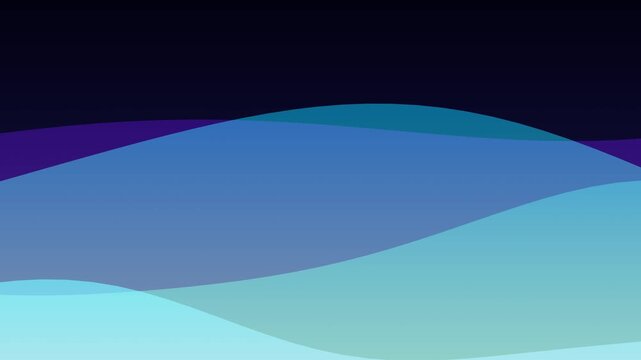 Abstract dark background with smooth flowing blue and turquoise wave layers. This seamless fluid motion graphic loop is perfect for modern presentations, ocean themes, and backdrops.